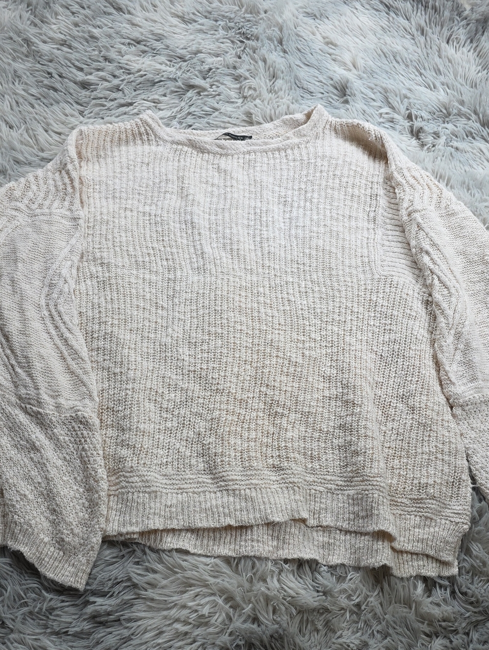 Ann Taylor Cream Crewneck Knit Sweater